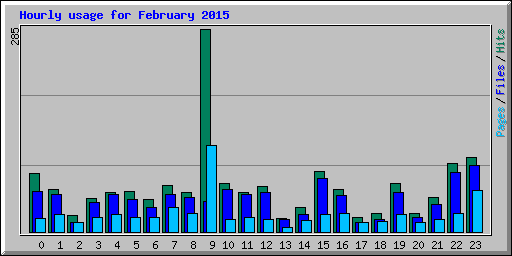 Hourly usage for February 2015