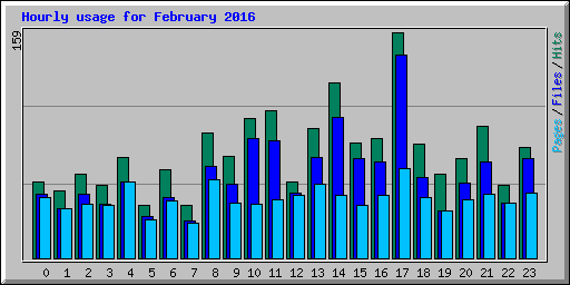 Hourly usage for February 2016